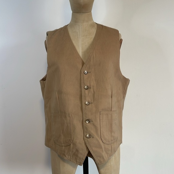 Desert Western Rodeo Levi’s Wildfire Vest Med Tan 70s Cowboy Neutral Rugged VTG - Picture 7 of 15
